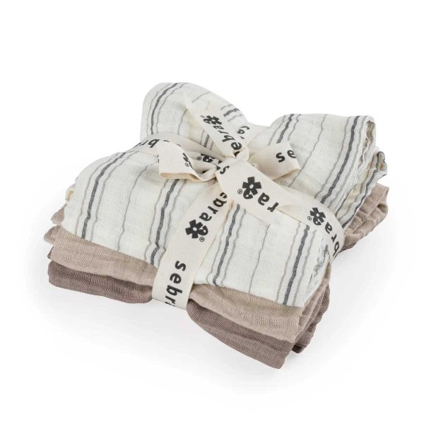 SEBRA - TAUBLEYJUR 3/PK CREAM STRIPE, BEIGE